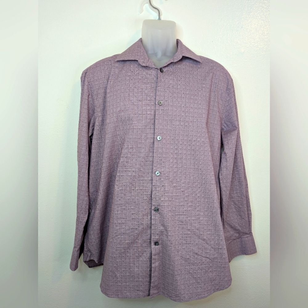 John Varvatos USA Signature Tailored Geometric Preppy Academia Long Sleeve LG
